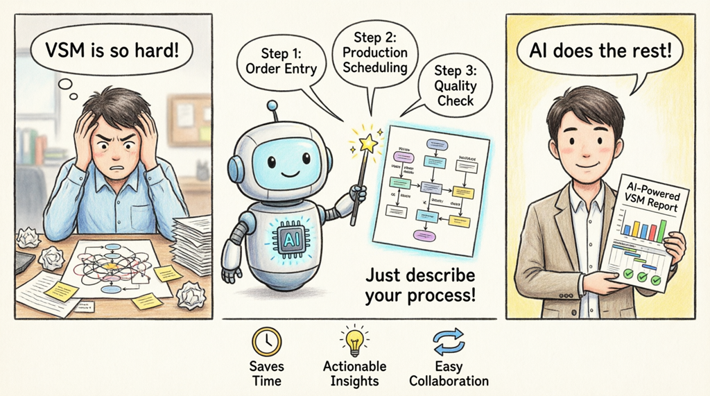 Value Stream Mapping fühlt sich schwer an? Lassen Sie ein KI-Tool die harte Arbeit übernehmen!
