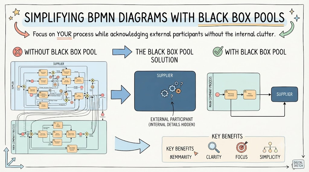Menguasai Pool Black Box BPMN: Panduan Komprehensif untuk Memodelkan Interaksi Eksternal Menguasai Pool Black Box BPMN: Panduan Komprehensif untuk Memodelkan Interaksi Eksternal