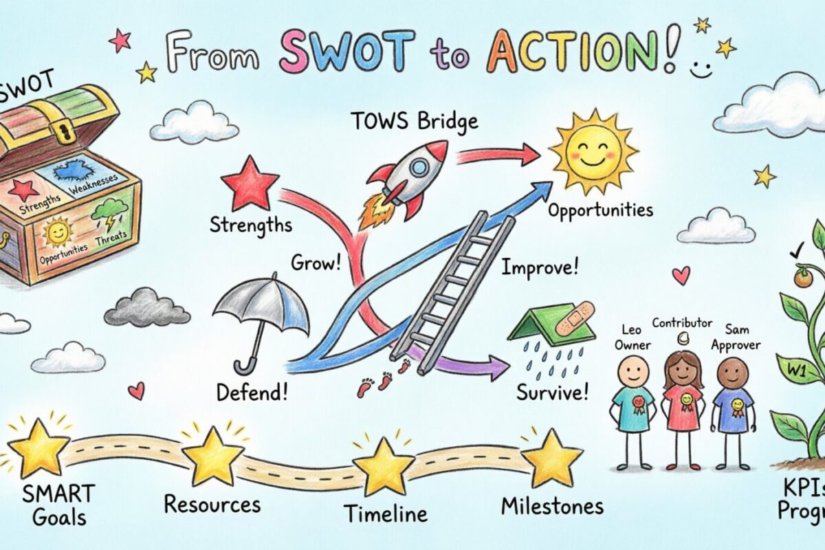 SWOT परिणामों को ठोस व्यावसायिक कार्रवाइयों में बदलना