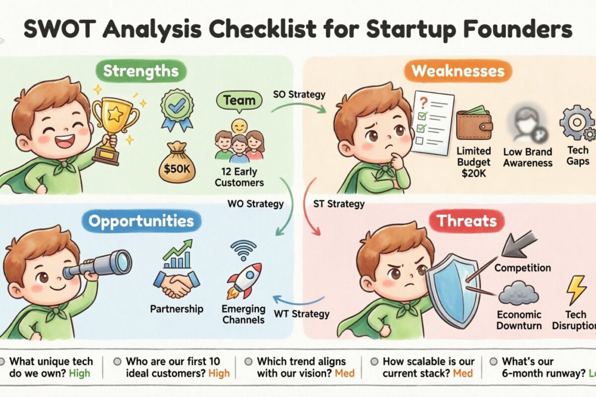 Checklist de Análise SWOT para Fundadores de Startups Primeira Vez Checklist de Análise SWOT para Fundadores de Startups Primeira Vez