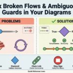 Solução de problemas: Corrigindo fluxos quebrados e guardas ambíguas em seus diagramas