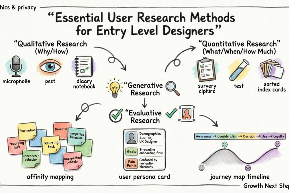UX Design Guide: Essential User Research Methods for Entry Level Designers