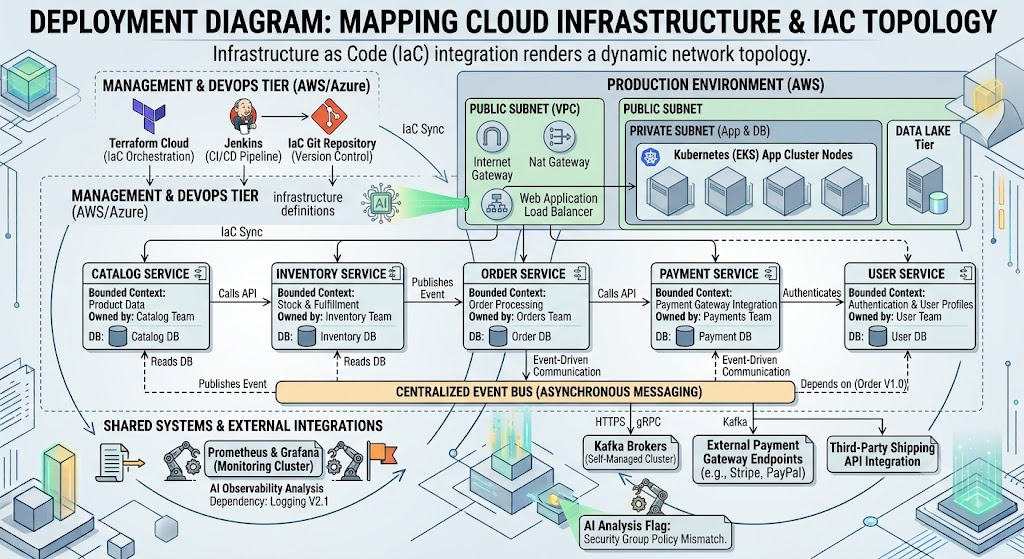 Deployment diagram Example: Mapping Cloud Infrastructure & IAC Topology