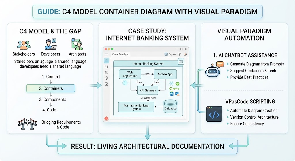 Visual Paradigm AI & C4 Model: C4 Container Diagram for Internet Banking System